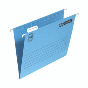 CW Office Elba Susp File A4 Mnlla BLU PK25, blue A4 size suspension file with multiple slots for filing documents.