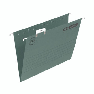 CW Office Elba Fscp Suspension File GRN PK50, green suspension file with metal hooks and writable surface for organized filing.