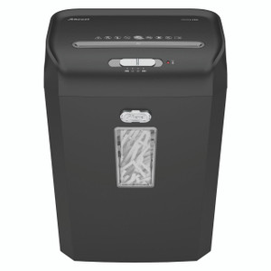 CW Office Promax Qs 12/23 Strip-Cut Shredder, black office paper shredder with a transparent window and control buttons on top.