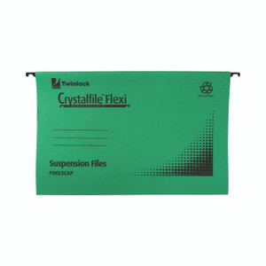 CW Office Rexel Crystalfile Suspension Files, green suspension file folder with black print and logo, designed for filing and organizing documents.