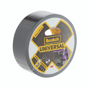 CW Office Universal Duct Tape Black 48MMX50M, black adhesive duct tape roll with packaging label showing dimensions and brand logo.