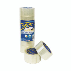 CW Office Sellotape Packaging Tape 50MMX66M Clear, transparent adhesive packing tape for parcel sealing and office use.