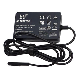 Various 65W AC Adapter for Microsoft Surface Pro 4 and Surface Pro 5, UK version with 5V USB-A output, black power supply with cord and plug.