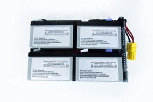 Various Replacement UPS Battery Cartridge APCRBC159 Sealed Lead Acid, four black sealed lead acid batteries with labels and connected wires for UPS system backup.