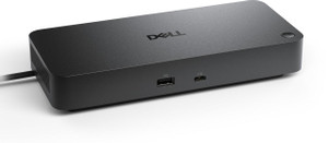 Dell WD25 Wired USB 3.2 Gen 2 (3.1 Gen 2) Type-C Black, black rectangular device with USB ports and a Type-C port for high-speed data transfer.