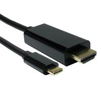 CW Office USB-C TO HDMI 4K 60HZ 2 Meter Black Data Cable, black USB-C to HDMI adapter cable with USB-C connector and HDMI plug shown on a white background