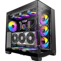 CW Office Antec Constellation C8 ARGB Full Tower Case - Premium Design, black panoramic glass PC case showcasing colorful ARGB fans and a spacious cooling-focused interior.