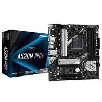 CW Office ASRock A520M PRO4 Super Alloy AMD AM4 Socket Motherboard, black AMD AM4 motherboard shown beside its retail box