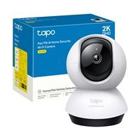 CW Office TP-Link Tapo C220 Pan/Tilt AI Home Security Wi-Fi Camera, white indoor security camera with a black lens on a rotating base displayed beside its blue-and-white 2K product box