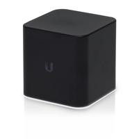 CW Office Ubiquiti ACB-ISP airCube ISP airMAX Home Wi-Fi Access Point with Integrated 24V PoE Passthrough, compact black cube-shaped wireless access point with rounded edges and a subtle Ubiquiti logo