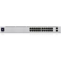 CW Office Ubiquiti USW-24 UniFi Gen2 24 Port Non-PoE Gigabit Network Switch, front view of the silver rack-mount switch with 24 Ethernet ports