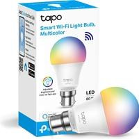 CW Office TP-Link Tapo L530B Smart Wi-Fi Light Bulb, Multicolor, B22, product box and multicolor smart LED bulb with B22 bayonet base