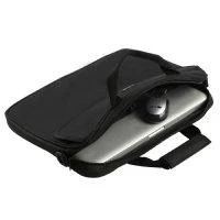 CW Office techair TANZ0140 Classic basic 15 - 16" briefcase Black, black briefcase open with a laptop inside and carrying handles.