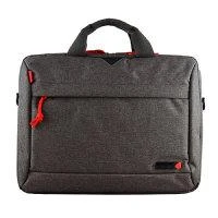 CW Office techair TAN1209 Classic Essential 14–15.6-inch shoulder bag, grey laptop bag shown from the front with a top handle, red zipper accents and a front pocket.