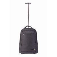 CW Office Techair TAN3710V4E 15–16-inch eco rolling backpack in black, front view with telescopic handle extended
