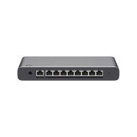 CW Office TP-Link Omada Fusion 2.5G PoE Gateway, front view of a compact dark gray network gateway with a row of Ethernet ports and a power connection.