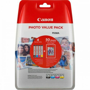 Canon CLI571 Photo Black Cyan Magenta Yellow Standard Capacity Ink Cartridge 4 x 7ml Multipack - 0386C006
