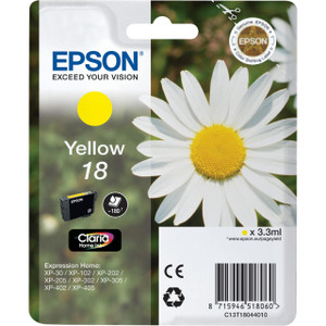 Epson 18 Daisy Yellow Standard Capacity Ink Cartridge 3ml - C13T18044012 Epson 18 Daisy Yellow Standard Capacity Ink Cartridge 3ml - C13T18044012