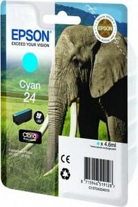 Epson 24 Elephant Cyan Standard Capacity Ink Cartridge 5ml - C13T24224012