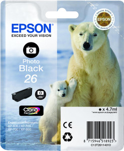 Epson 26 Polar Bear Photo Black Standard Capacity Ink Cartridge 5ml - C13T26114012