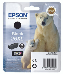Epson 26XL Polar Bear Black High Yield Ink Cartridge 12ml - C13T26214012