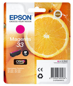 Epson 33 Oranges Magenta Standard Capacity Ink Cartridge 4.5ml - C13T33434012