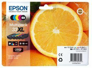 Epson 33XL Oranges Black CMY Colour High Yield Ink Cartridge 12ml 8ml 4x9ml - C13T33574011 Epson 33XL Oranges Black CMY Colour High Yield Ink Cartridge 12ml 8ml 4x9ml - C13T33574011
