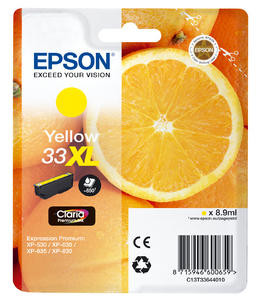 Epson 33XL Oranges Yellow High Yield Ink Cartridge 9ml - C13T33644012 Epson 33XL Oranges Yellow High Yield Ink Cartridge 9ml - C13T33644012