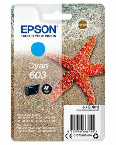 Epson 603 Starfish Cyan Standard Capacity Ink Cartridge 2.4ml - C13T03U24010 Epson 603 Starfish Cyan Standard Capacity Ink Cartridge 2.4ml - C13T03U24010