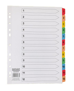 Cartridge World Index White Multicolour Tabs 1-12 