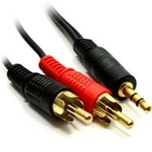 Cartridge World 3.5mm (M) Stereo Jack to 2 x RCA Plug (M + M) 2m Black OEM Cable  Cartridge World 3.5mm (M) Stereo Jack to 2 x RCA Plug (M + M) 2m Black OEM Cable