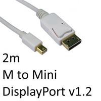Cartridge World DisplayPort 1.2 (M) to Mini DisplayPort 1.2 (M) 2m White OEM Display Cable 