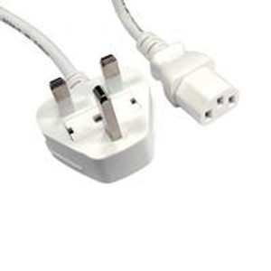 Cartridge World UK Mains to IEC C13 Kettle 1.8m White OEM Power Cable  Cartridge World UK Mains to IEC C13 Kettle 1.8m White OEM Power Cable