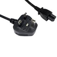 Cartridge World 1.8m UK 3 Pin Plug To IEC C5 (Clover) 5 Amp Fuse Mains Extension Cable - Black 