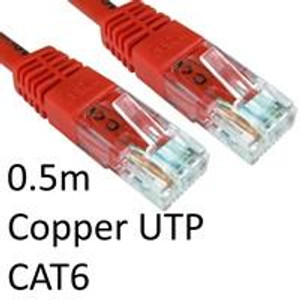 Cartridge World RJ45 (M) to RJ45 (M) CAT6 0.5m Red OEM Moulded Boot Copper UTP Network Cable 
