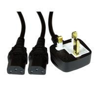 Cartridge World UK Mains to 2 x IEC Kettle 1.8m Black OEM Power Splitter Cable 