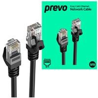  Prevo CAT6-BLK-1M Network Cable, RJ45 (M) to RJ45 (M), CAT6, 1m, Black, Oxygen Free Copper Core, Sturdy PVC Outer Sleeve & Clip Protector, Retail Box Packaging 