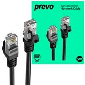 Prevo CAT6-BLK-5M Network Cable, RJ45 (M) to RJ45 (M), CAT6, 5m, Black, Oxygen Free Copper Core, Sturdy PVC Outer Sleeve & Clip Protector, Retail Box Packaging   Prevo CAT6-BLK-5M Network Cable, RJ45 (M) to RJ45 (M), CAT6, 5m, Black, Oxygen Free Copper Core, Sturdy PVC Outer Sleeve & Clip Protector, Retail Box Packaging