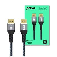  Prevo DP14-2M DisplayPort Cable, DisplayPort 1.4 (M) to DisplayPort 1.4 (M), 2m, Black & Grey, Supports Displays up to 8K@60Hz, Robust Braided Cable, Gold-Plated Connectors, Superior Design & Performance, Retail Box Packaging 