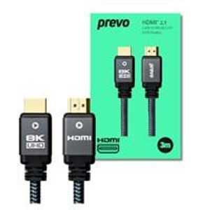 Prevo HDMI-2.1-3M HDMI Cable, HDMI 2.1 (M) to HDMI 2.1 (M), 3m, Black & Grey, Supports Displays up to 8K@60Hz, 99.9% Oxygen-Free Copper with Gold-Plated Connectors, Superior Design & Performance, Retail Box Packaging   Prevo HDMI-2.1-3M HDMI Cable, HDMI 2.1 (M) to HDMI 2.1 (M), 3m, Black & Grey, Supports Displays up to 8K@60Hz, 99.9% Oxygen-Free Copper with Gold-Plated Connectors, Superior Design & Performance, Retail Box Packaging