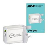  Prevo QC70 20W USB Type-C & USB Type-A Fast Charge Mains Charger with QC 3.0 for Laptops, Ultrabooks, Chromebooks, iPads, MacBooks, Smartphones, Tablets, Mobile Devices, Action Cameras, DSLRs 