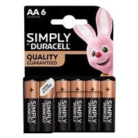  Duracell Simply Alkaline Pack of 6 AA Batteries 