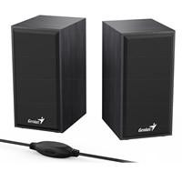  Genius SP-HF180 6W Wooden Desktop USB 2.0 Stereo Speakers with 3.5mm Audio Jack & Volume Control, Black 