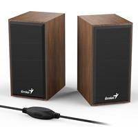  Genius SP-HF180 6W Wooden Desktop USB 2.0 Stereo Speakers with 3.5mm Audio Jack & Volume Control, Natural Wood 