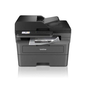 Brother DCP-L2660DW 3 in 1 A4 Mono Multifunction Laser Printer, compact black and gray office device with paper output tray and control panel for printing, scanning, and copying.