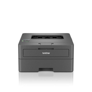 Brother HL-L2400DW Compact Mono A4 Laser Printer, front view of the gray desktop monochrome laser printer with paper tray and control panel.