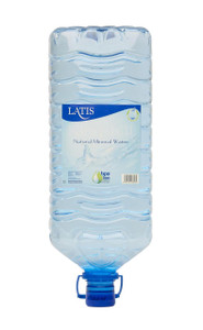 Latis 15Ltr Water, a clear plastic bottle filled with natural mineral water with a blue cap and label.