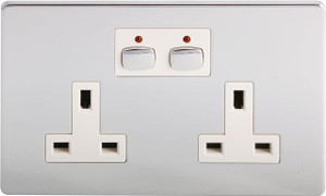 EnerGenie Mi Home Style Double Socket Chrome, electrical power outlet with chrome double socket and switch.