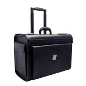 Monolith Wheeled Pilot Trolley Case, black wheeled travel suitcase with retractable handle and front pocket