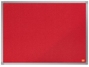 Nobo Essence Felt Board, red felt panel with grey aluminum frame for office or classroom display.
